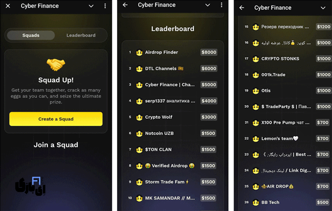 ایردراپ سایبر فایننس (Cyber Finance) و دریافت توکن رایگان: CFI فرصتی طلایی برای کسب درآمد! 3 leaderboard