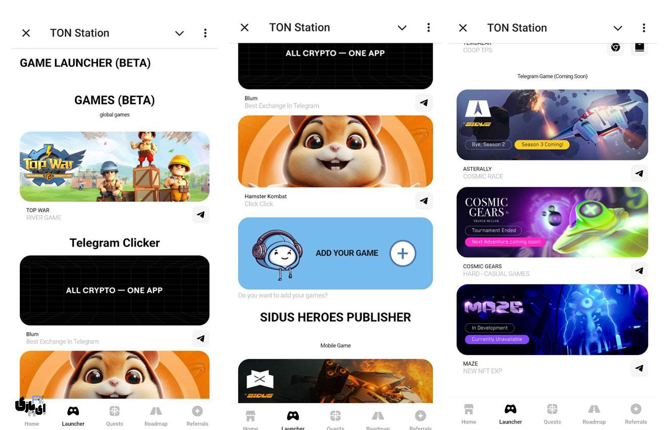 Ton Station : فرصتی طلایی برای سرمایهگذاری در ارز دیجیتال و کسب سود! 14 بخش لانچر در مینیگیم Ton Station به شما امکان میدهد تا بازیهای دیگری را نیز به لیست خود اضافه کنید.