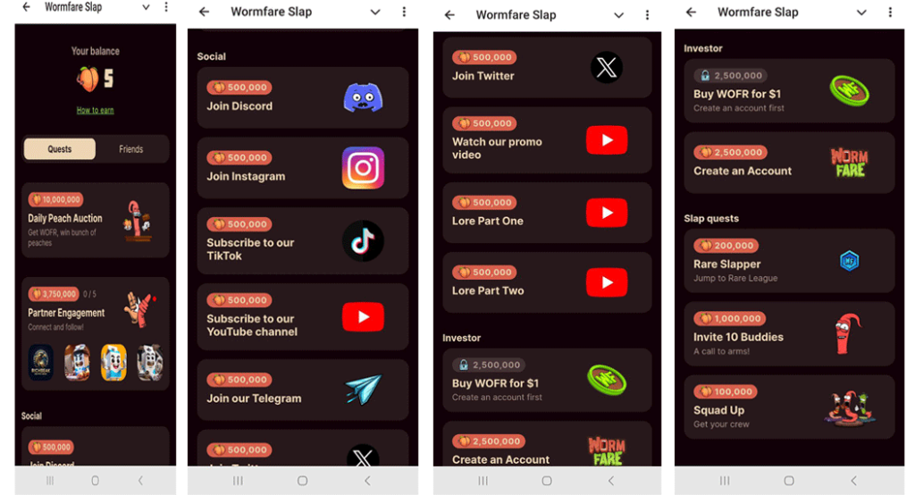 ایردراپ ورم فیر اسلپ (WormFare Slap): فرصتی برای کسب درآمد ! 5 بخش Earn در بازی WormFare Slap