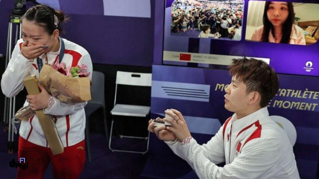 خواستگاری بازیکن بدمينتون چینی از همگروهی اش در المپیک 2024 8 خواستگاری بازیکن بدمینتون چینی