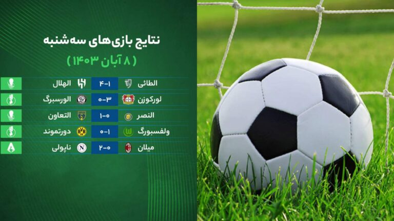 نتیجه بازی های مهم امشب