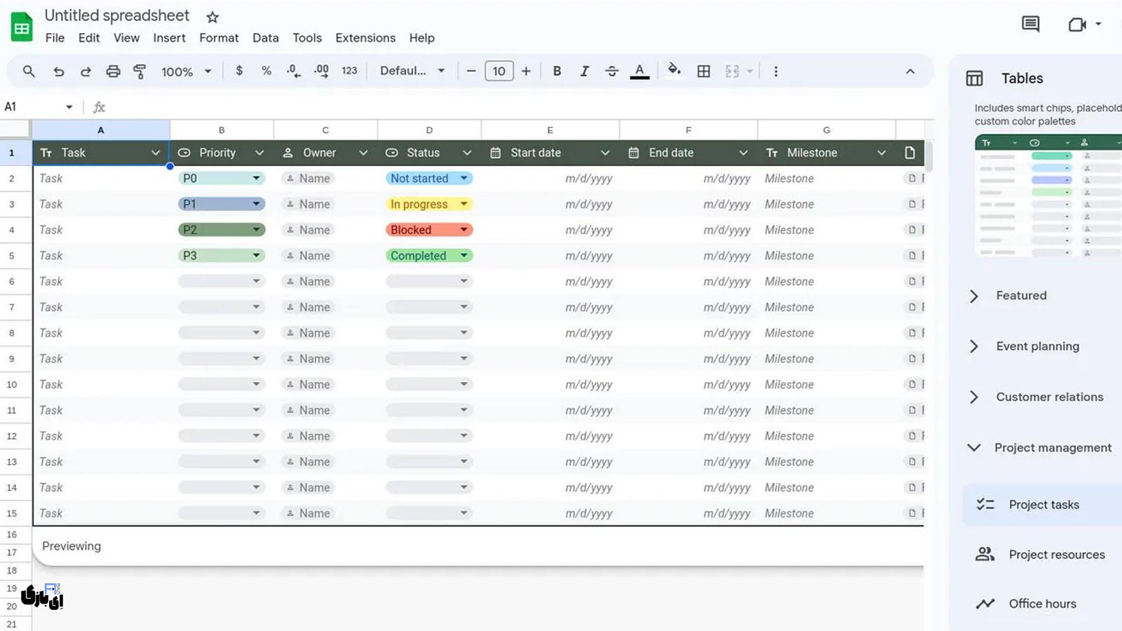 نمونه‌هایی از کاربرد جمینای در اپلیکیشن Google Sheets