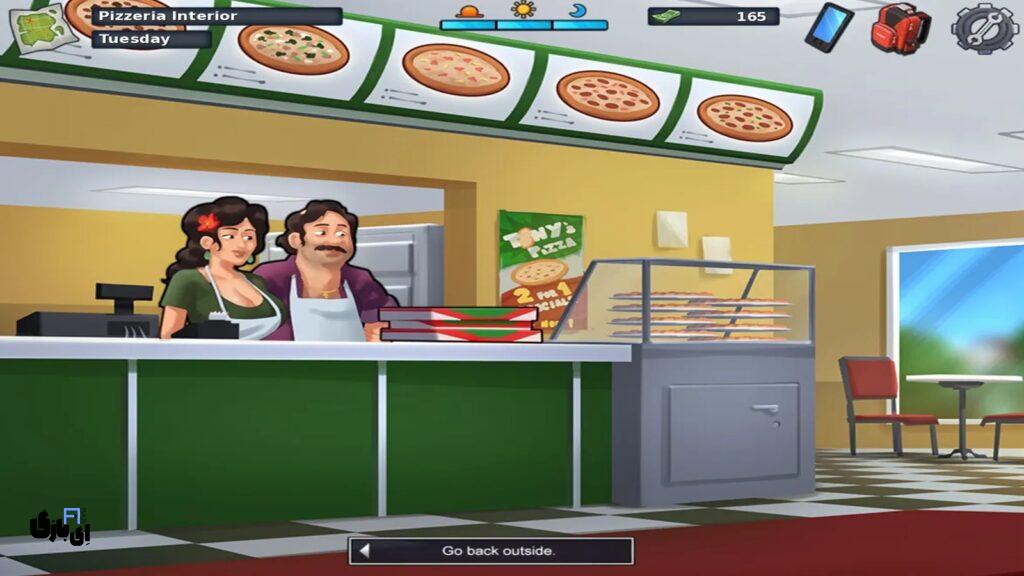 معرفی کامل مکان ها در بازی سامرتایم ساگا (Summertime Saga) 43 پیتزافروشی (Pizzeria) بازی سامرتایم ساگا