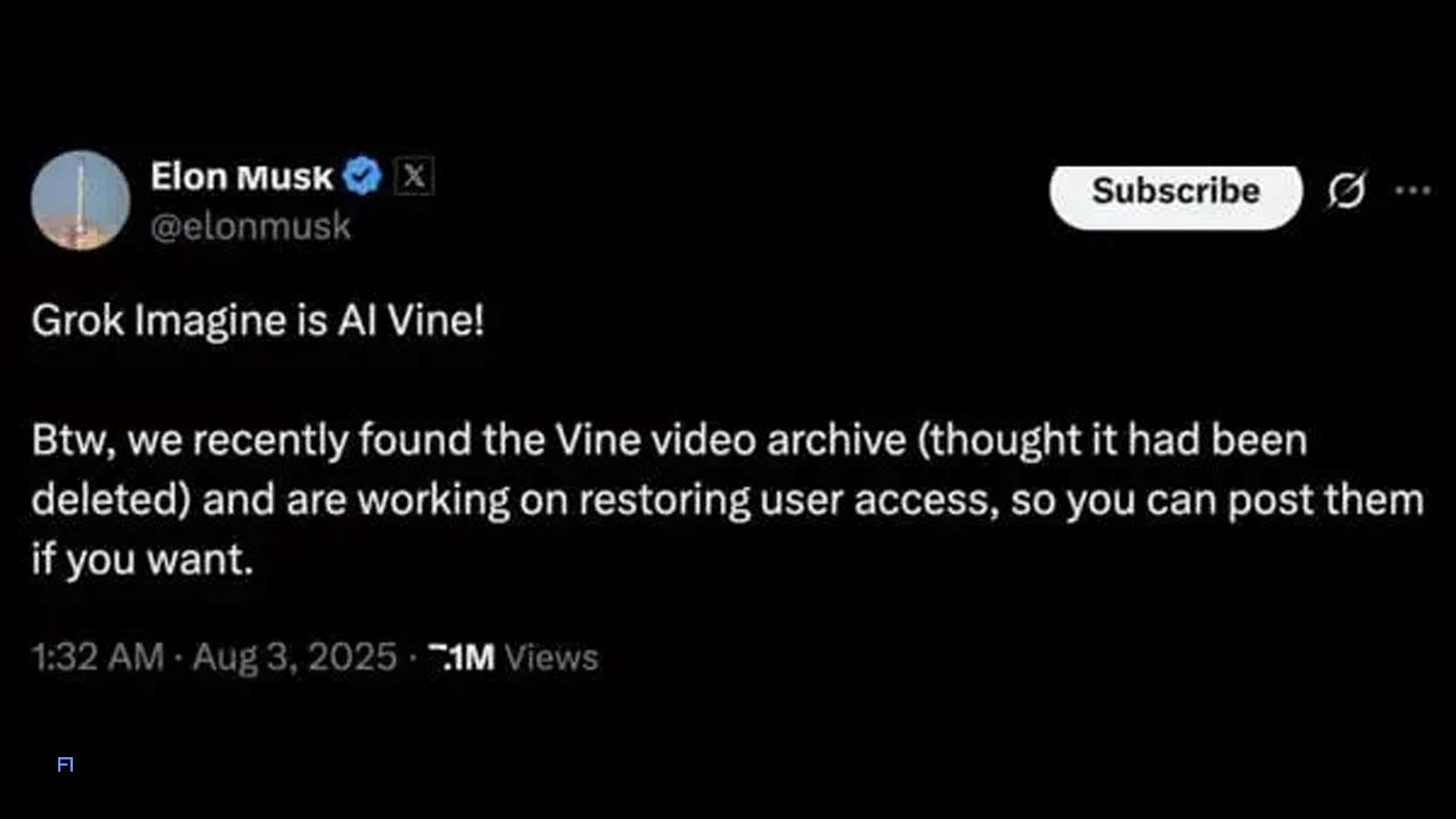 ابزار Grok Imagine ایلان ماسک؛ تولید ویدیو با هوش مصنوعی از روی متن 3 پست اخیر ایلان ماسک درباره رونمایی از ابزار Grok Imagine