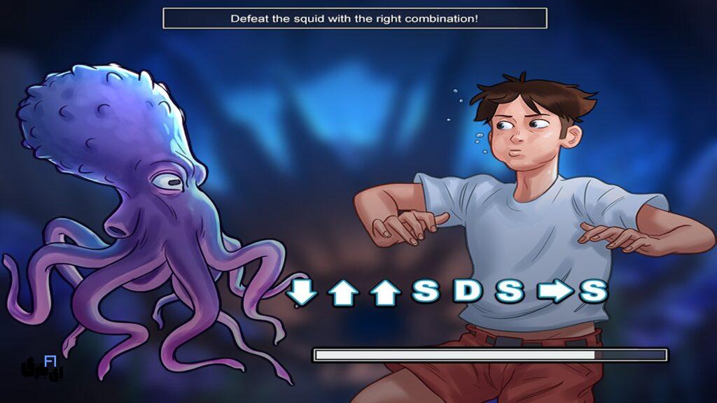 تمام مینی گیم ها Minigames در بازی سامرتایم ساگا 42 مبارزه با اختاپوس (Octopus fight minigame) در بازی سامرتایم ساگا Summertime Saga