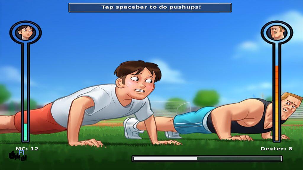 تمام مینی گیم ها Minigames در بازی سامرتایم ساگا 43 شنا رفتن (Push-ups minigame) در بازی سامرتایم ساگا Summertime Saga