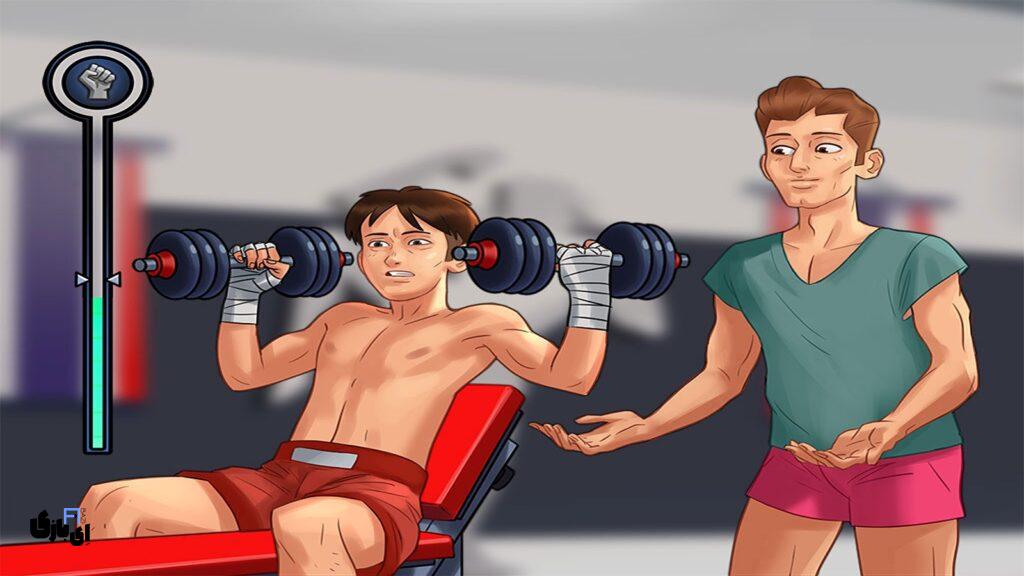 تمام مینی گیم ها Minigames در بازی سامرتایم ساگا 34 قدرت (Strength) — Weightlifting minigame در بازی سامرتایم ساگا Summertime Saga