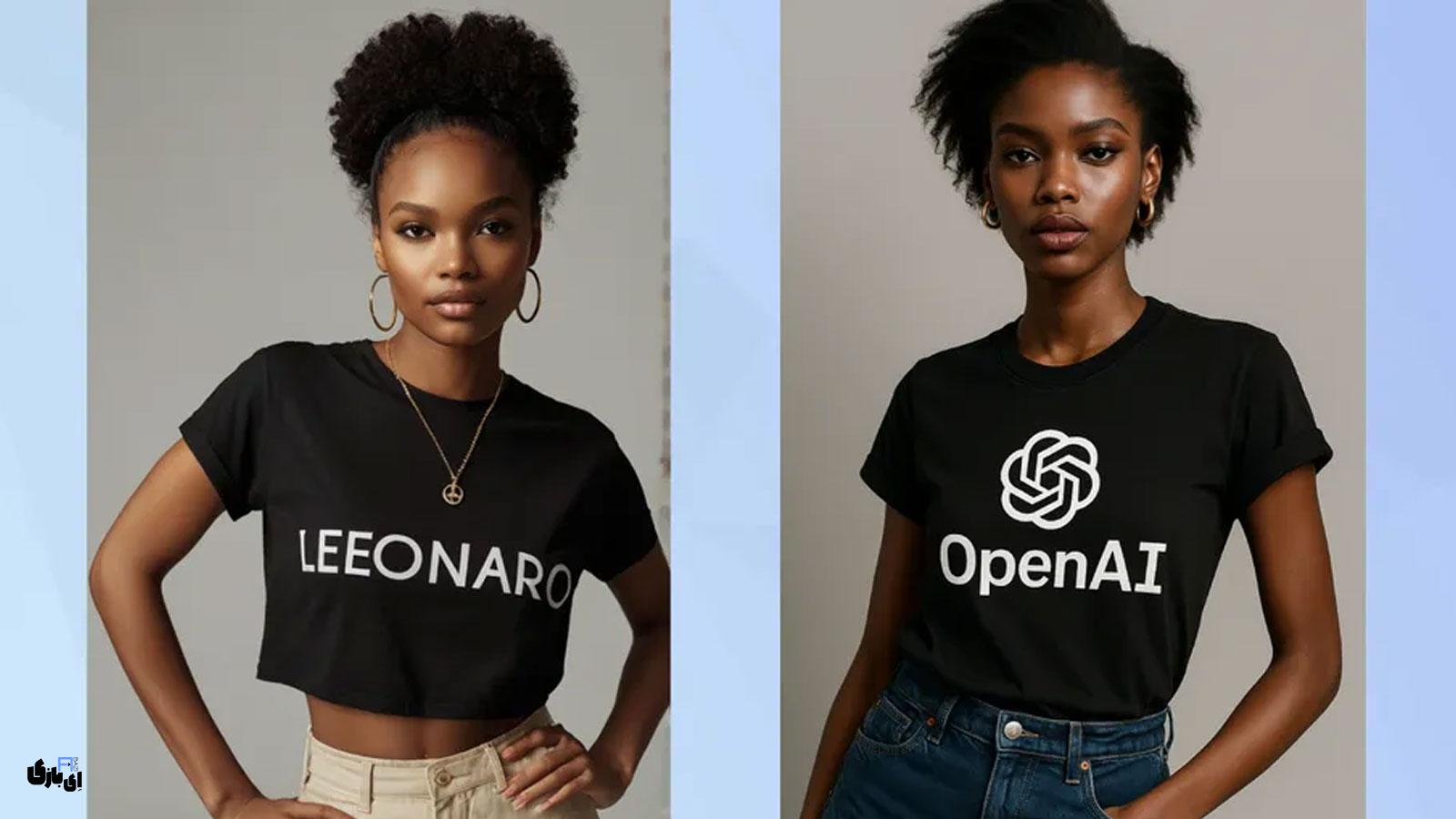 نبرد هوش مصنوعی در طراحی تیشرت: لئوناردو در برابر سورا 5 لوگوی برند، آزمون اول طراحی تیشرت