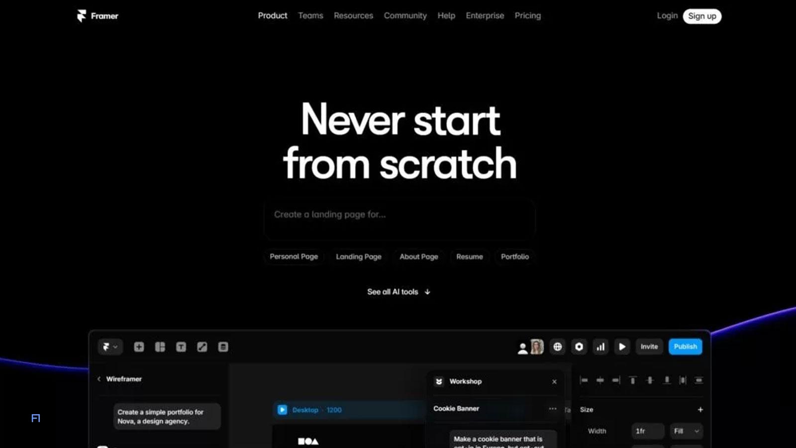 راهنمای کامل طراحی سایت با هوش مصنوعی: بهترین ابزارها و نکات کلیدی 7 طراحی سایت با هوش مصنوعی به کمک ابزار Framer AI