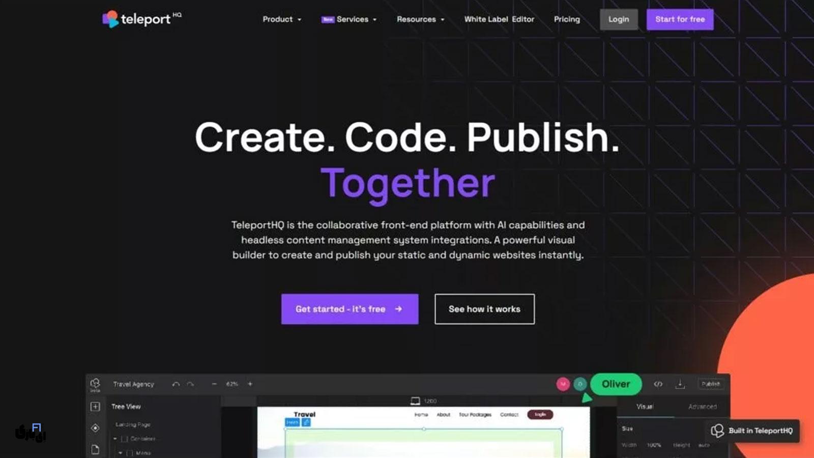 راهنمای کامل طراحی سایت با هوش مصنوعی: بهترین ابزارها و نکات کلیدی 10 طراحی سایت با هوش مصنوعی به کمک ابزار TeleportHQ