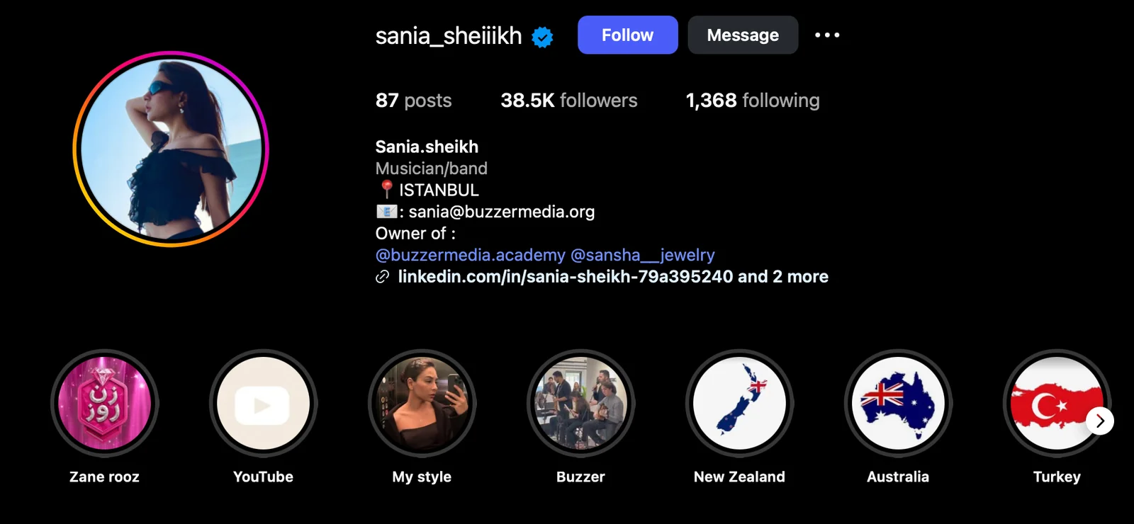 بیوگرافی سانیا در زن روز | چگونه یک پیانیست، ستاره دنیای فشن شد؟ 6 پیج اینستا سانیا شیخ