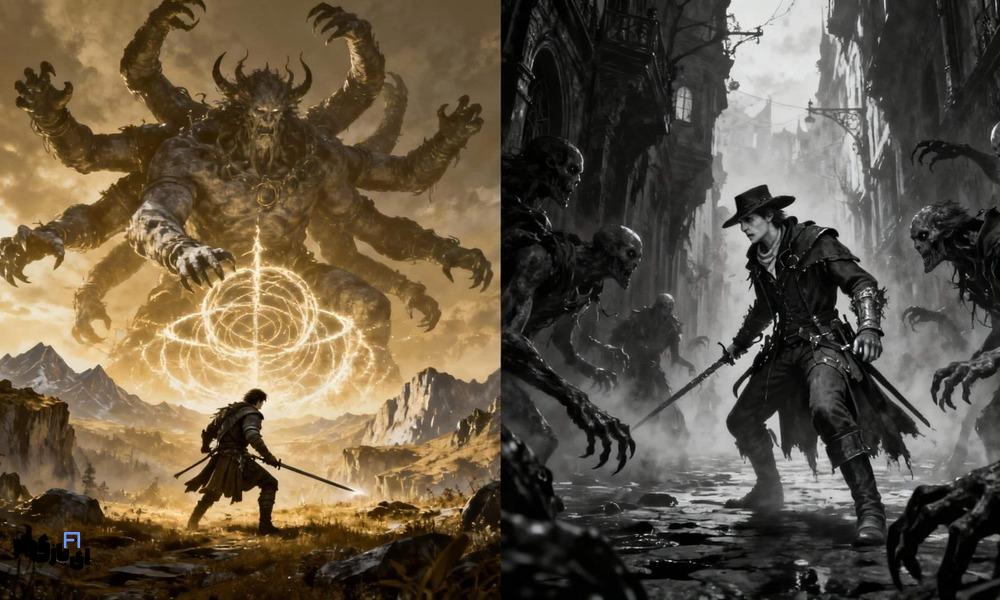 از یارنام تا سرزمینهای بینابین؛ سفری از Bloodborne تا Elden Ring 8 مقایسه Elden Ring و Bloodborne-Elden Ring و Bloodborne-Elden Ring یا Bloodborne-Elden Ring vs Bloodborne-مقایسه داستان Elden Ring و Bloodborne-مقایسه گیمپلی Elden Ring و Bloodborne-مقایسه گرافیک Elden Ring و Bloodborne-مقایسه درجه سختی و چالشهای بازی Elden Ring و Bloodborne