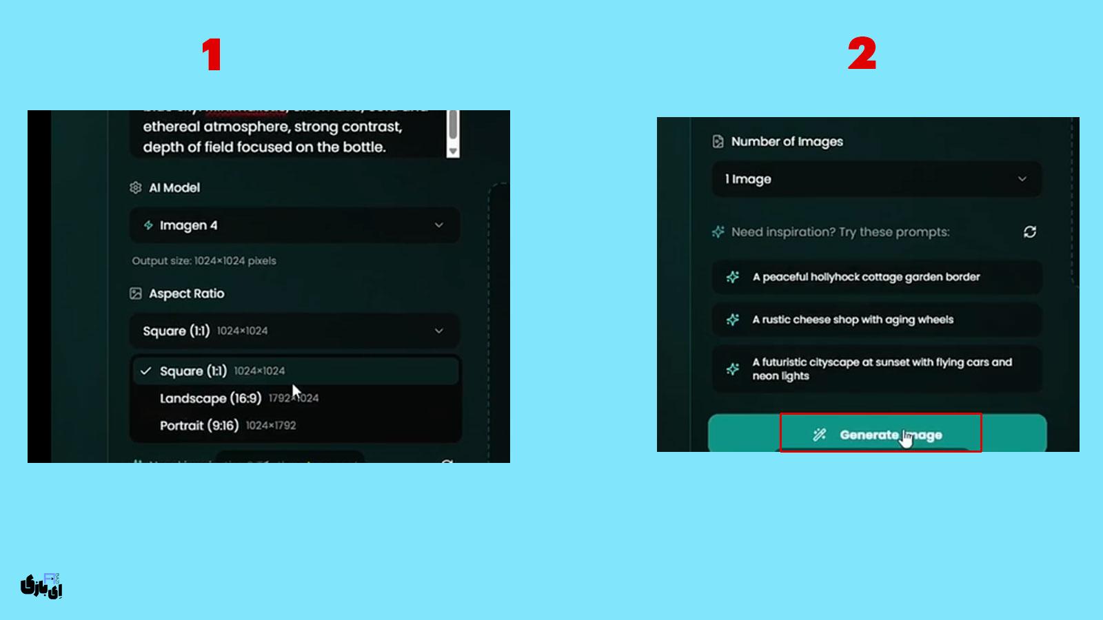 تصویرساز هوش مصنوعی رایگان Ghostbot: راهنمای کامل سایت بدون فیلترشکن 4 نحوه کار با این تصویرساز هوش مصنوعی (مرحله به مرحله)