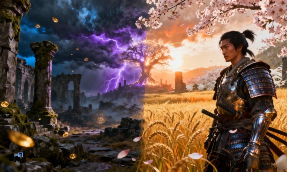 از فئودال ژاپن تا سرزمین تار؛ مقایسه دنیای باز Ghost of Tsushima و Elden Ring 6 مقایسه الدن رینگ و گوست اف سوشیما-مقایسه داستان الدن رینگ و گوست اف سوشیما-مقایسه گیمپلی بازیهای Elden Ring و Ghost of Tsushima-مقایسه گرافیک بازیهای Elden Ring و Ghost of Tsushima-نقد و بررسی Elden Ring و نقد و بررسی Ghost of Tsushima-تفاوت Elden Ring و Ghost of Tsushima