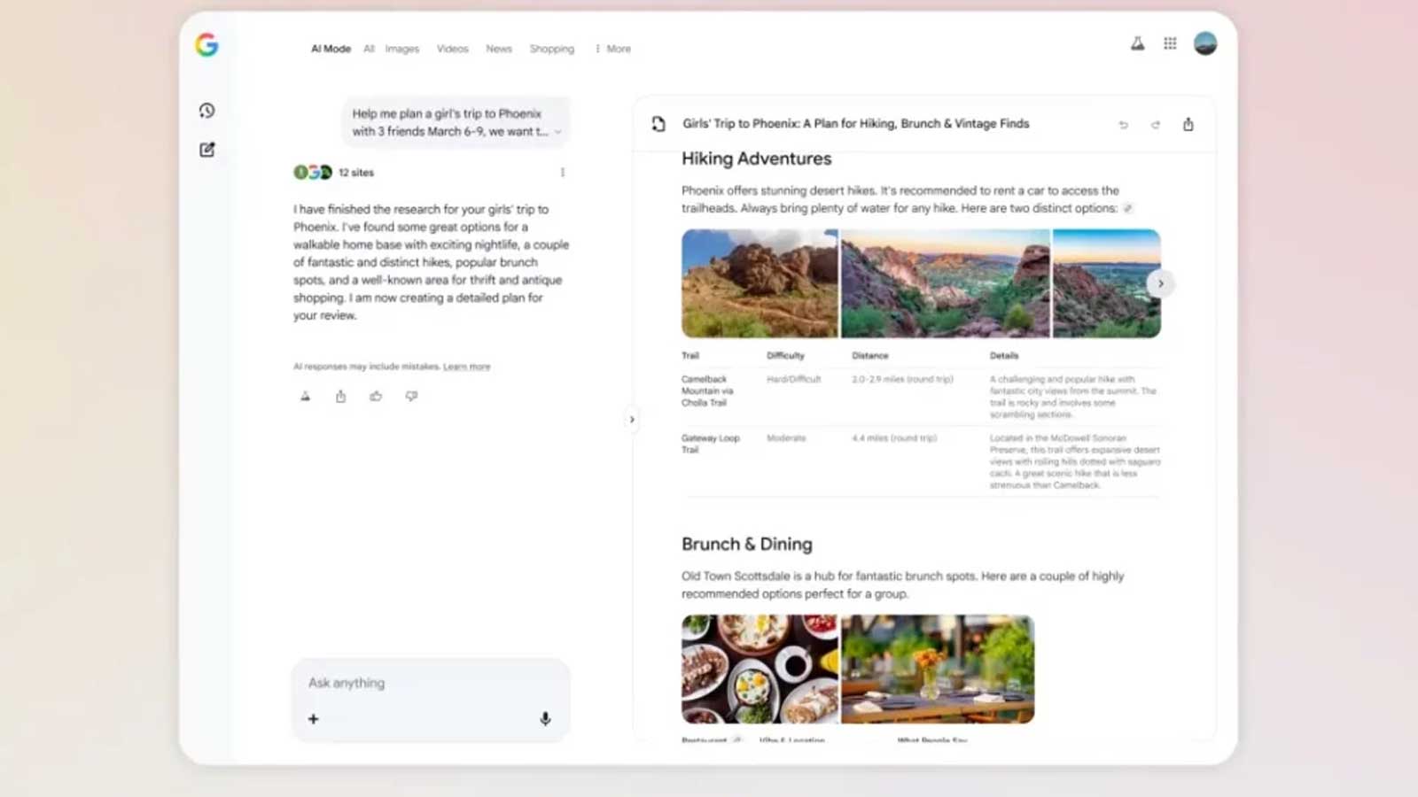 ترفند AI Mode برای سفر: تحول در برنامهریزی سفر با هوش مصنوعی گوگل 4 گسترش امکانات رزرو خودکار و رقابت در صنعت گردشگری