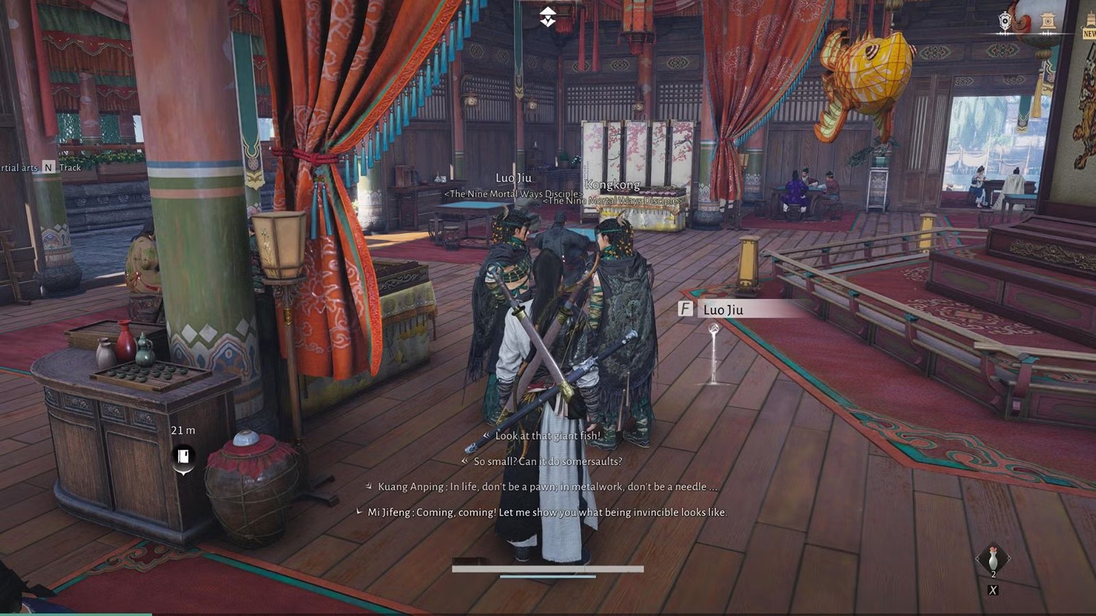 راهنمای کامل باز کردن Dragons Breath در Where Winds Meet 8 ملاقات با Luo Jiu در تالار بزرگ Dragons Breath در Where Winds Meet