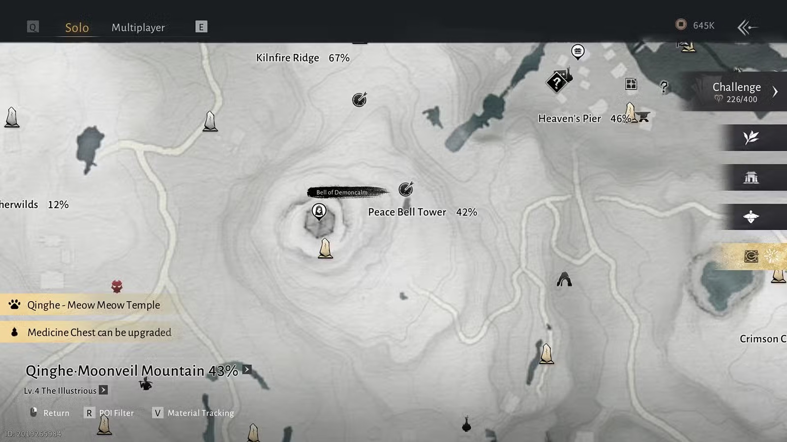 چگونه Bell of Demoncalm در Where Winds Meet را تعمیر کنیم؟ 6 راهنمای تعمیر Bell of Demoncalm در Where Winds Meet
آموزش تعمیر Bell of Demoncalm در Where Winds Meet
مکان Bell of Demoncalm در Where Winds Meet - بالای برج Peace Bell Tower
مکان Bell of Demoncalm در Where Winds Meet روی نقشه