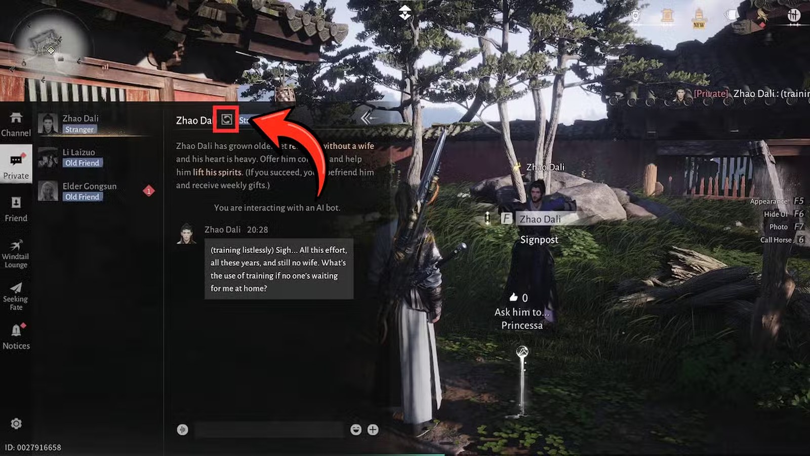 چگونه با Zhao Dali در Where Winds Meet دوست شویم؟ 10 چگونه با Zhao Dali در Where Winds Meet دوست شویم؟
راهنمای دوست شدن با Zhao Dali در Where Winds Meet
آموزش دوستی با Zhao Dali در بازی Where Winds Meet
دوست شدن با Zhao Dali در Where Winds Meet
افزایش Affection با Zhao Dali در Where Winds Meet
چگونه با Zhao Dali در Where Winds Meet دوست شوم؟
