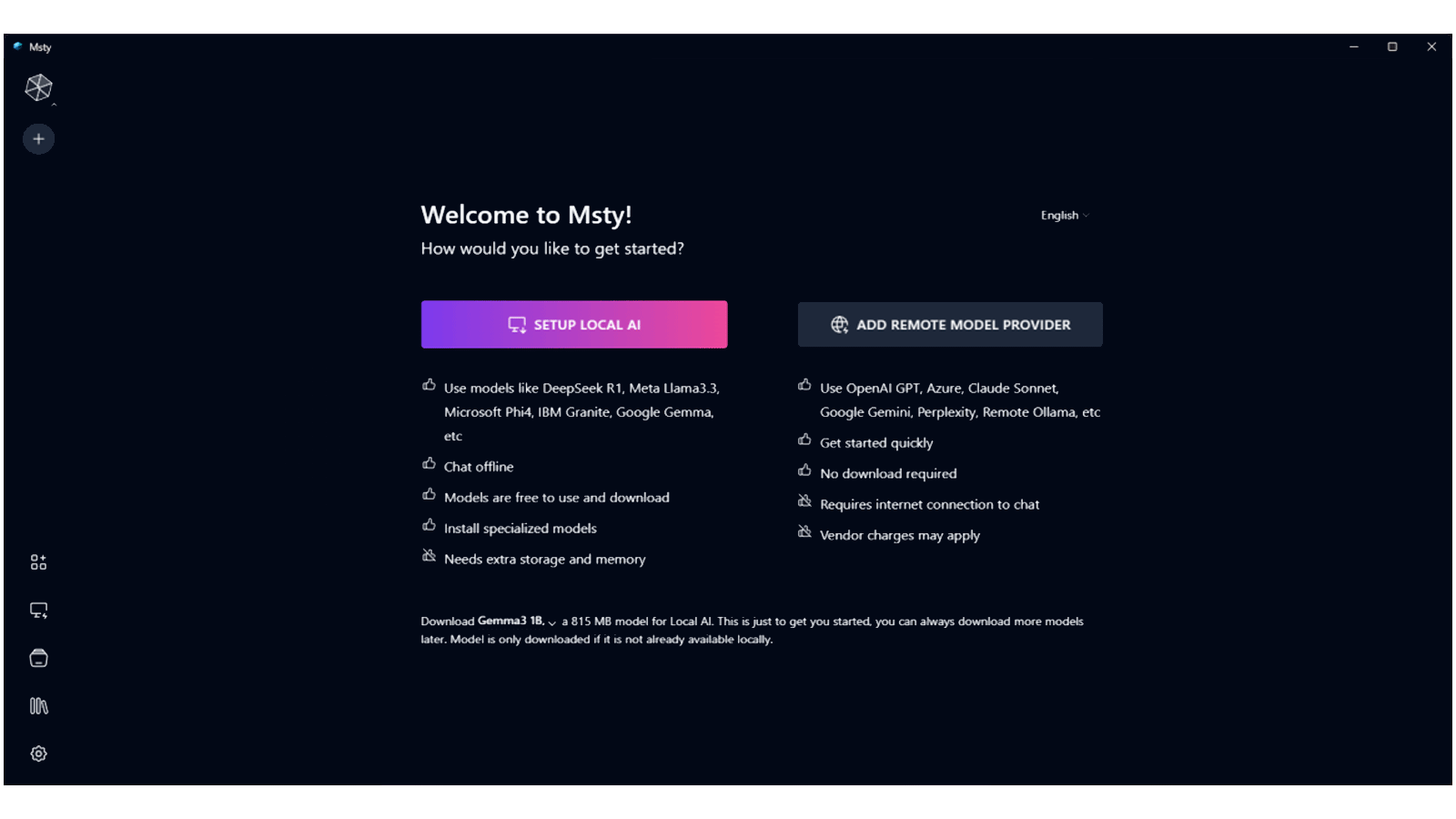 هوش مصنوعی بدون اینترنت Msty؛ نصب و اجرای مدلها آفلاین 4 ابتدا برنامه Myst را دانلود و نصب کنید